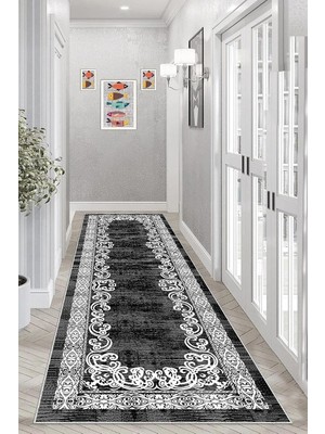 Odea Tr Pelangi Osmanlı Motifler Çerçeve Desenli Dijital Baskı Yıkanabilir Kaymaz Taban Salon Halı ve Yolluk (Kahve), Kahve 80 x 50, 9555535110800507