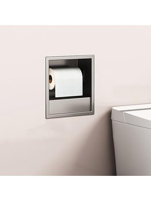 Odea Tr Duş Rafı, Paslanmaz Çelik Duş Rafı, Tuvalet Kağıdı Tutuculu ve Çöp Sepeti, Banyo, Mutfak, Oturma Odası, Otel ve Spa Için Şık Raf