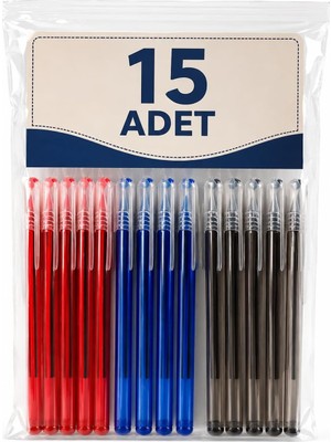 Odea Tr Büro Tükenmez Kalem 15 Adet 5 Mavi, 5 Kırmızı, 5 Siyah, Nistabolje