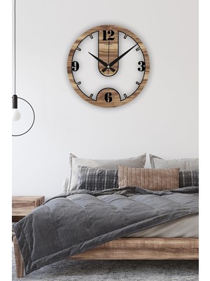 Odea Tr Ahşap Sessiz Duvar Saati, Modern Salon Duvar Saati, Ofis Duvar Saati, Ofis ve Ev Hediyesi (60 Cm)