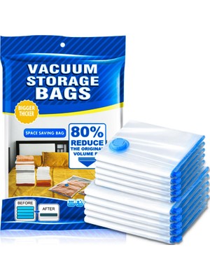 Odea Tr 10'lu Paket Vakum Saklama Torbası (5 Büyük/5 Orta), Dayanıklı ve Yeniden Kullanılabilir Saklama Torbaları, Giyim Seyahati Için Vakumlu Mühür Torbaları, Bagaj, Battaniye, Yatak Takımı, Taşıma