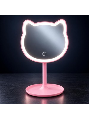 Odea Tr LED Işıklı Kedi Kulaklı Makyaj Aynası Dokunmatik Pilli, N-2417