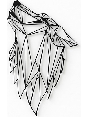Odea Tr Metal Duvar Sanatı - Geometrik Kurt - 3D Duvar Silueti Metal Duvar Dekoru Ev Ofis Dekorasyonu Yatak Odası Oturma Odası Dekor Heykel (14 G x 24 Y/36X61CM)
