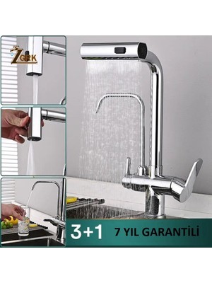 Odea Tr Oem Mutfak Eviye Bataryası Dual Flow Arıtma Çıkışlı Duş Şelale 4 Fonksiyonlu Spiralli Ithal 7yıl Garanti Krom, Model Kodu: A574