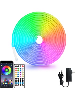 Odea Tr 16 Ft LED Neon Işıklar Uzaktan Uygulama Kontrolü IP65 Su Geçirmez Esnek Neon LED Şerit Işıklar 12 V Rgb LED Neon Halat Işıklar Yatak Odası Oda Dış Mekan Dekorasyonu Için