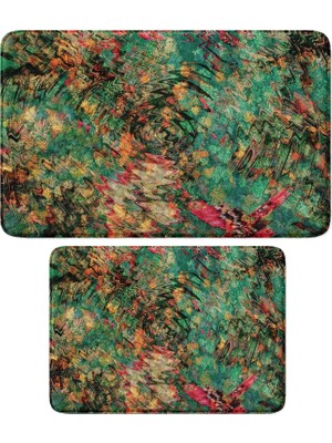 Odea Tr Sevimli Tasarımlı Mikrofiber 2'li Takım Banyo Paspası, Kaymaz Taban, Makinede Yıkanabilir (40X60_50X80)