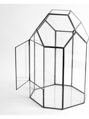 Odea Tr 33X20X20CM Siyah Geometrik Teraryum Cam Fanus Takı Aksesuar Çikolata Kutusu