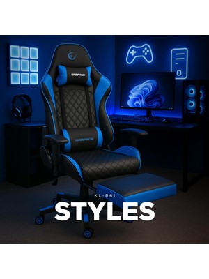 Odea Tr Styles KL-R61 Mavi/siyah Gaming Oyuncu Koltuğu