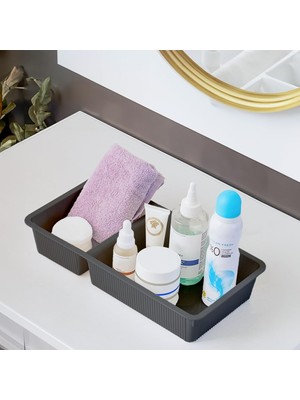 Odea Tr Wh-72 Antrasit 2 Bölmeli Düzenleyici Çekmece Dolap Için Çok Amaçlı Plastik Organizer