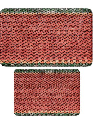 Odea Tr Sevimli Tasarımlı Mikrofiber 2'li Takım Banyo Paspası, Kaymaz Taban, Makinede Yıkanabilir (40X60_50X80)
