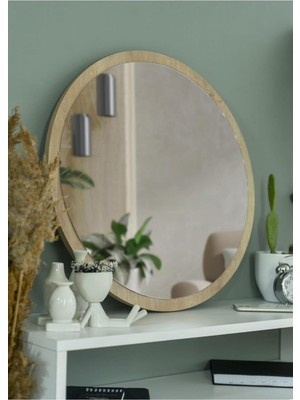 Odea Tr 45 Safir Meşe Dekoratif Yuvarlak Antre Hol Koridor Duvar Salon Mutfak Banyo Wc Ofis Aynası,safir Meşe 45X45