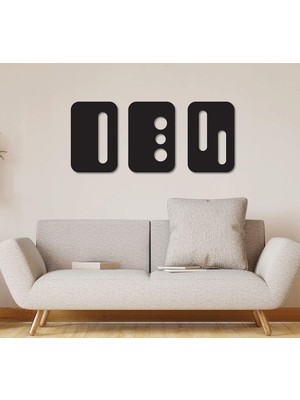Odea Tr Minimalist Geometrik 3'lü Doğal Ahşap Kaplama Siyah Duvar Dekoru, Wabi Sabi Duvar Tablosu, Mid Century Modern Soyut Ahşap Duvar Panelleri, 40 cm (Yükseklik)