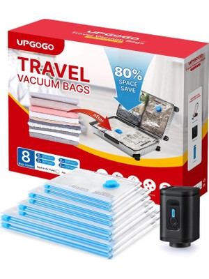 Odea Tr Prtable Elektrikli Pompalı Seyahat Vakum Torbaları (Combo 8 Paketi),giyim Için Vakum Mühür Torbaları,uzay Tasarruflu Vakum Saklama Torbaları,bagaj Için Vakum Seyahat Çantaları,seyahat