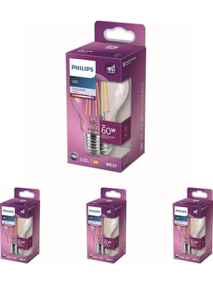 Odea Tr LED Classic 60W A60 Filament Ampul, 4000K Gün Işığı, E27 Normal Duy, Dim Edilmez 4lü Paket