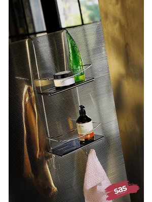Odea Tr Ömür Boyu Paslanmaz Kristal Raf Banyo Düzenleyici Şampuanlık Krom-Siyah Dşkks