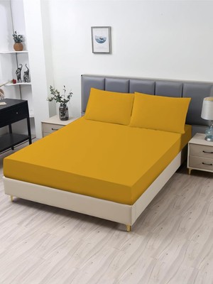 Odea Tr Ranforce Akfil Sarı Lastikli Çarşaf Yastık Kılıfı Tek Çift Kişilik Battal Boy Fitted Çarşaf Seti Sarı 120 x 200 200 x 200