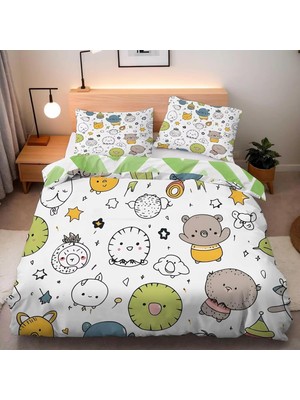 Odea Tr Nevresim Takımı, 200 x 220, Sevimli Hayvanlar, Fermuarlı Nevresim Takımı, Yetişkinler ve Çocuklar Için, Yumuşak, Nefes Alan Mikro Elyaf Nevresim + 2 Yastık Kılıfı 80 x 80 cm