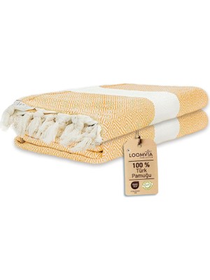 Odea Tr 2'li Paket -%100 Pamuk Peştamal 100X180 Cm, Havuz ve Plaj Havlusu, Spor Havlusu, Hızlı Kurur ve Koku Yapmaz, Emici, Hafif ve Kompakt, Altın Rengi