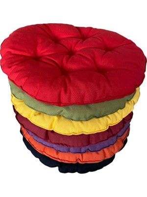 Odea Tr 6 Adet 40X40 cm Yuvarlak Tabure Minderi - Sandalye Minderi - Puf Minder (Bordo)