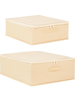 Odea Tr 2'li Bej Pötikare Destekli Kutu Hurç Set 31 x 38 x 12 + 45 x 55 x 18 cm
