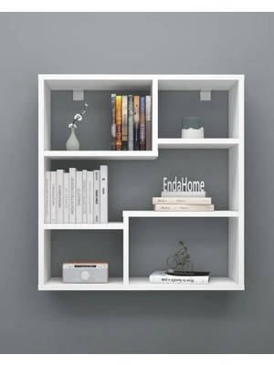 Odea Tr Enda Home MYRA09 5 Bölmeli Modern Duvar Rafı, Mutfak Rafı Mat Beyaz