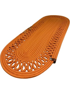Odea Tr El Örgüsü Jüt Runner Oval Şerit Desenli Masa Sehpa Unite Üstü Dekoratif Amerikan Servis Kaymaz Yıkanabilir Bohem Tarz Restorant Ofis Otel Alanlarınız Için Dekor (Turuncu, 30 x 70 Cm)