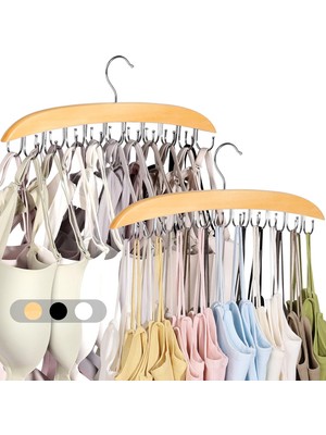 Odea Tr Dolap Düzenleyici Için 2 Paket Sütyen Askısı, 40 Paslanmaz Çelik Kancalı Sütyen Düzenleyici, Ahşap Tank Top Askısı, Dolap Düzenleyicileri ve Sütyenler Camiş Kemer Bağları Için Depolama, Doğal
