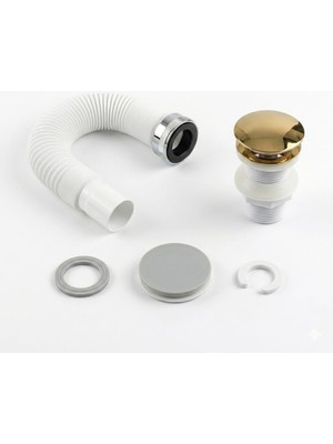 Odea Tr Üks Basmalı Lavabo Sifonu - Pop-Up Akıllı Süzgeç Tapası - Standart Uyumlu (Parlak Gold)
