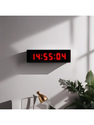 Odea Tr Saniyeli Dijital LED Duvar ve Masa Saat ve Derece - Kırmızı (Kasa Ölçüsü: 7X26 Cm)