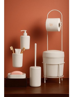 Odea Tr Lüks 6 Parçalı Modern Banyo Aksesuar Seti, Şık Tasarım (Beyaz)