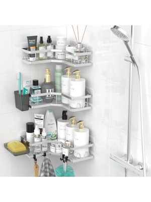 Odea Tr Köşe Duş Caddy Banyo Düzenleyici: Yapışkanlı Duş Rafı Küvet Rafları - 3pack Iç Duş Için Delme Yok Duş Rafı - Paslanmaz Çelik Paslanmaz Banyo Eşyaları