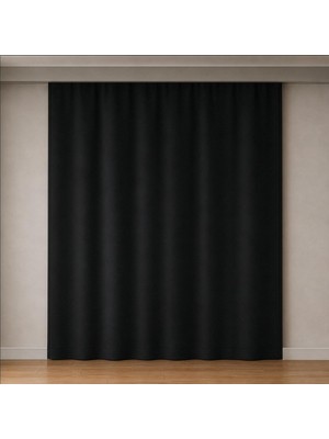 Odea Tr Blackout Karartma Fon Perde, Siparişe Özel Dikim | Gündüz Bile Karartır, Isı Yalıtımlı Tek Kanat | Düz Kornişe Hazır | Siyah, 200 cm Genişlik x 240 cm Uzunluk
