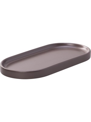 Odea Tr Dekoratif Oval Tepsi 29X15 cm – Banyo Tezgah Organizer, Sabunluk ve Kozmetik Düzenleyici, Modern Sunum Tepsisi (Taupe)