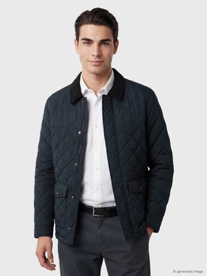LC Waikiki Lcwaıkıkı Classic Lacivert Regular Fit Kadife Yaka Erkek Şişme Mont