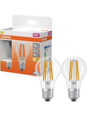Odea Tr LED Flament 11W 2700K 1521LM E27 Duy Sarı Işık 2'li Ampul