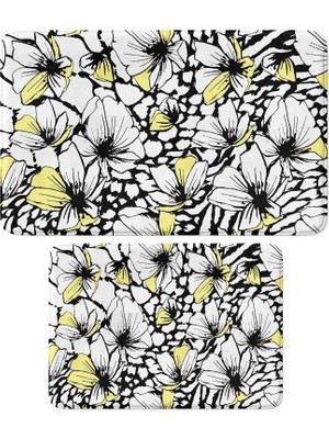 Odea Tr Sevimli Tasarımlı Mikrofiber 2'li Takım Banyo Paspası, Kaymaz Taban, Makinede Yıkanabilir (40X60_50X80)