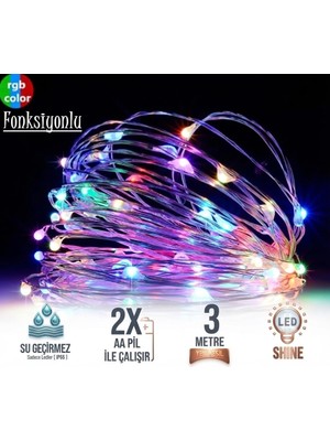 Odea Tr Rgb Peri LED 3 Metre 3 Fonksiyonlu Renkli Dekoratif Aydınlatma Süsleme Parti LED Işık Yılbaşı Süsleme Dekorasyon Işığı Şerit