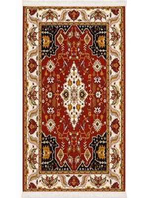 Odea Tr Prestij Halı Vintage Antik Klasik Salon Halısı, 80X150 Cm, Kırmızı-Beyaz, Makinede Yıkanabilir, Kaymaz Tabanlı
