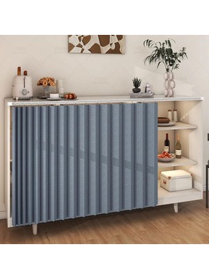 Odea Tr Mavi Su Geçirmez Mutfak Dolabı Perdeleri - Banyo Için Kısa Toz Geçirmez Perdeler ve Sürgülü Ra ile Çok Fonksiyonlu Kullanım (Boyut: G: 70 x Y: 90 Cm)