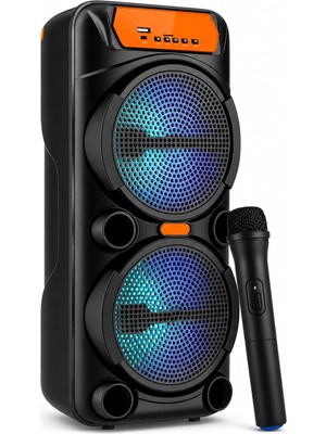 Odea Tr Büyük Boy Rgb Işıklı Hoparlör, 2X15W Güçlü Bass, Kablosuz Mikrofonlu, 360° Stereo Ses, Bluetooth Tws, USB Aux Tf Kart Girişli, Ev Ofis Parti Eğlence Karaoke Için Güçlü Taşınabilir Bluetooth Hoparlö