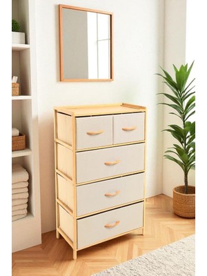Odea Tr Bambu 5 Çekmeceli Dolap Organizer Çok Amaçlı Düzenleyici Şifonyer DB-0013