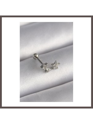 Bezos 316L Çelik Gümüş Renk Zirkon Taşlı Yıldız Tragus Piercing ECO123