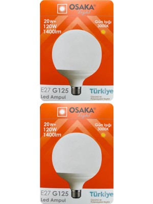 Odea Tr LED Ampul, 20W (120W Eşdeğeri), E27 Duylu, 3000K Sarı Işık, Glop, 2 Adet