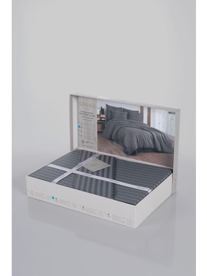 Odea Tr Deluxe Pamuk Saten Çift Kişilik Kutulu Nevresim Takımı Saten Nevresim Çeyizlik DELUXE20, Antrasit, 200 x 220