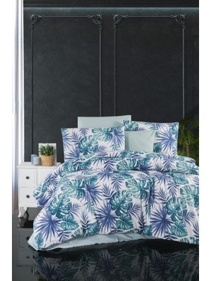 Odea Tr Verde Çift Kişilik Nevresim Takımı Ranforce Pamuk Mavi 200X220