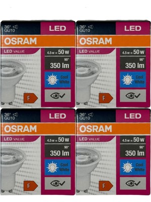 Odea Tr LED Ampul, 4.5W (50W), GU10, PAR16 Spot, Günışığı, 4 Adet