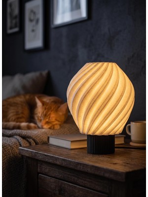 Odea Tr Designobee Lalezar Abajur Mermer Görünümlü - Modern Masa Lambası Gece Lambası – Ambiyans Lambası, Dekoratif LED Abajur, E14 Duy