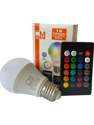 Odea Tr Rgb+W LED Ampul, 9W Renk Değiştirme Özellikli, E27 Duylu Uzaktan Kumandalı Dekoratif Aydınlatma Ampulü, Tek Paket, Çok Renkli LED Işıklı Ampul
