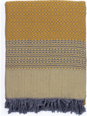 Odea Tr Püskül Çift Kişilik Yatak Örtüsü ve Pike |%100 Pamuklu Ince Hafif Yazlık Battaniye | Boho Dekoratif Koltuk Örtüsü | Çok Amaçlı Çeyizlik Günlük Kullanım (Hardal, 200X250 cm Çift Kişilik Pike)