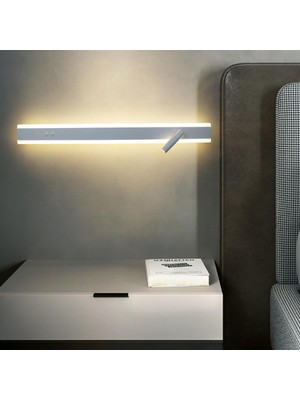 Odea Tr Iç Mekan Uzun Duvar Lambası LED 180° Döndürülebilir Duvar Aydınlatması Çift Şalterli Duvar Lambası Modern Minimalist Dikdörtgen Komodin Okuma Oturma Odası Yatak Odası Için (100 cm